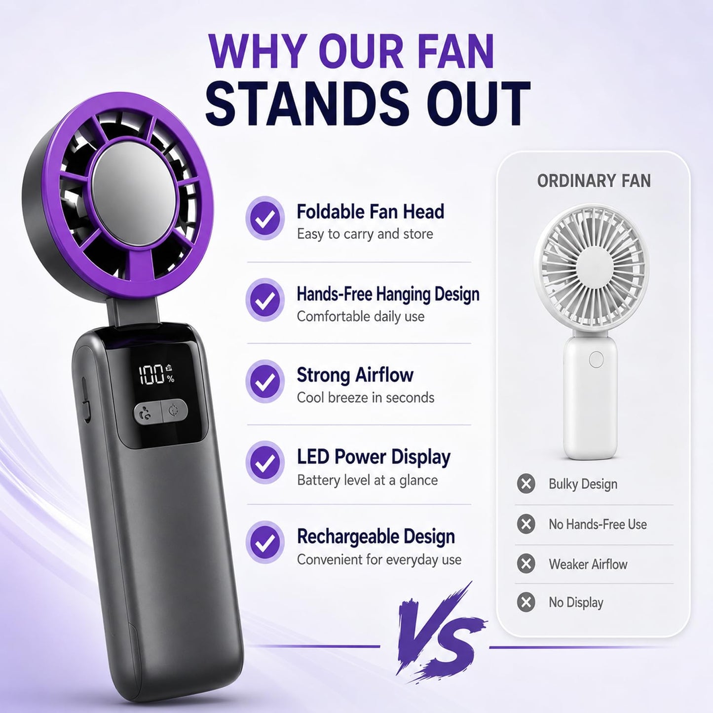 Stitch and Hue Icycool Handheld Cooling Fan, Icy Cold Handheld Fan, Fan Rechargeable Personal Mini Fan for Travel, Summer Essential