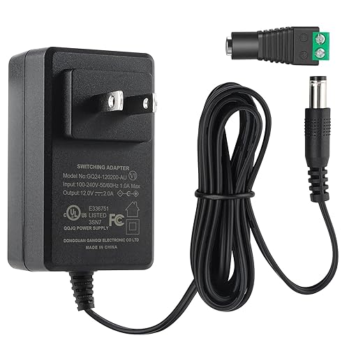 12V 2A 24W AC/DC Adapter- AC 100-240V to DC 12 V2A 5.5 * 2.1mm Transformers for LED Strip Lights,CCTV Camera