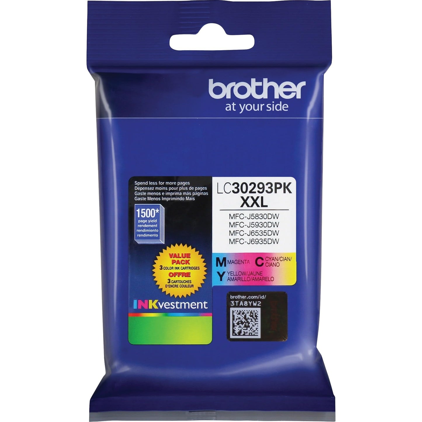 Brother® LC3029 Super-High-Yield Cyan, Magenta, Yellow Ink Cartridges, Pack of 3, LC30293PK