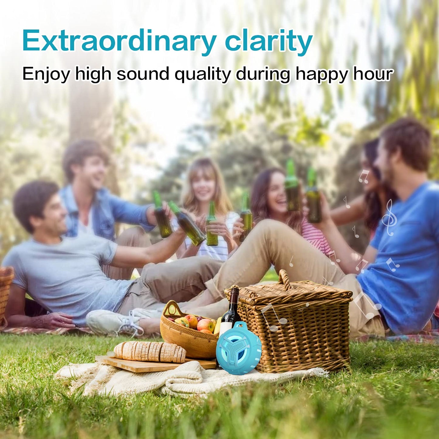 EBODA Waterproof Bluetooth Shower Speaker, IPX7 Floating Portable Wireless Small Speakers, 24H Playtime with RGB Light for Kayak, Beach, Pool