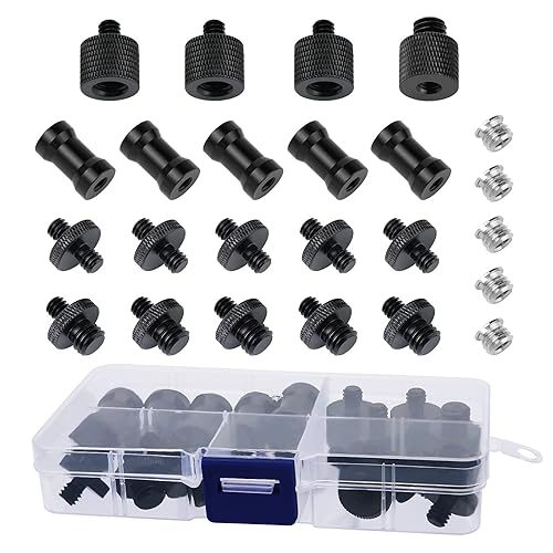 Frgyee 24 Pcs Camera Screw Adapter Set - 1/4 to 3/8 Tripod Mount Converter for Camera, Monopod, Ballhead, Flash Light Stand