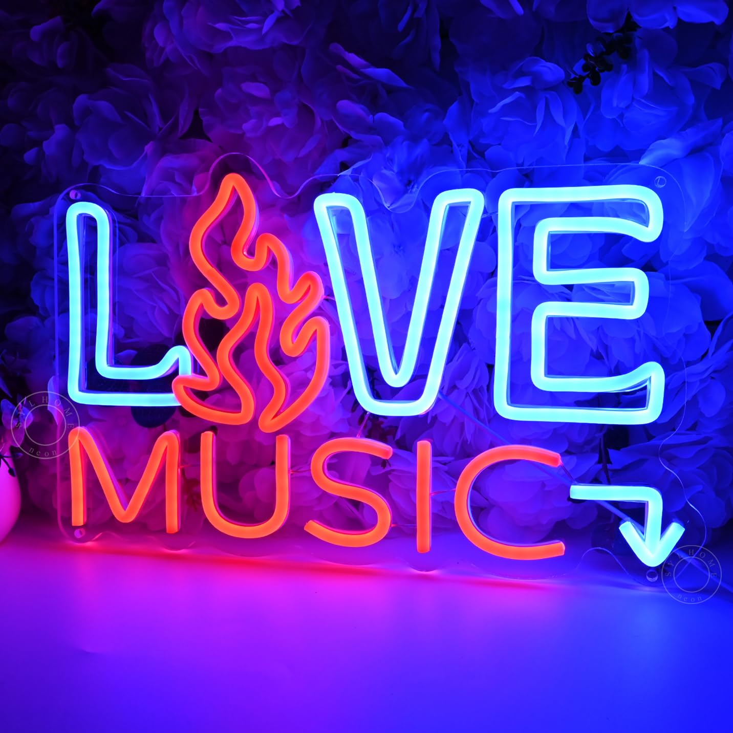 SYLHOME Live Music Led Neon Light Sign Fire Hot Bar Pub Music Studio Club Bedroom Wall Decor Sign Game Room Birthday Christmas Party Decoration 15.75"