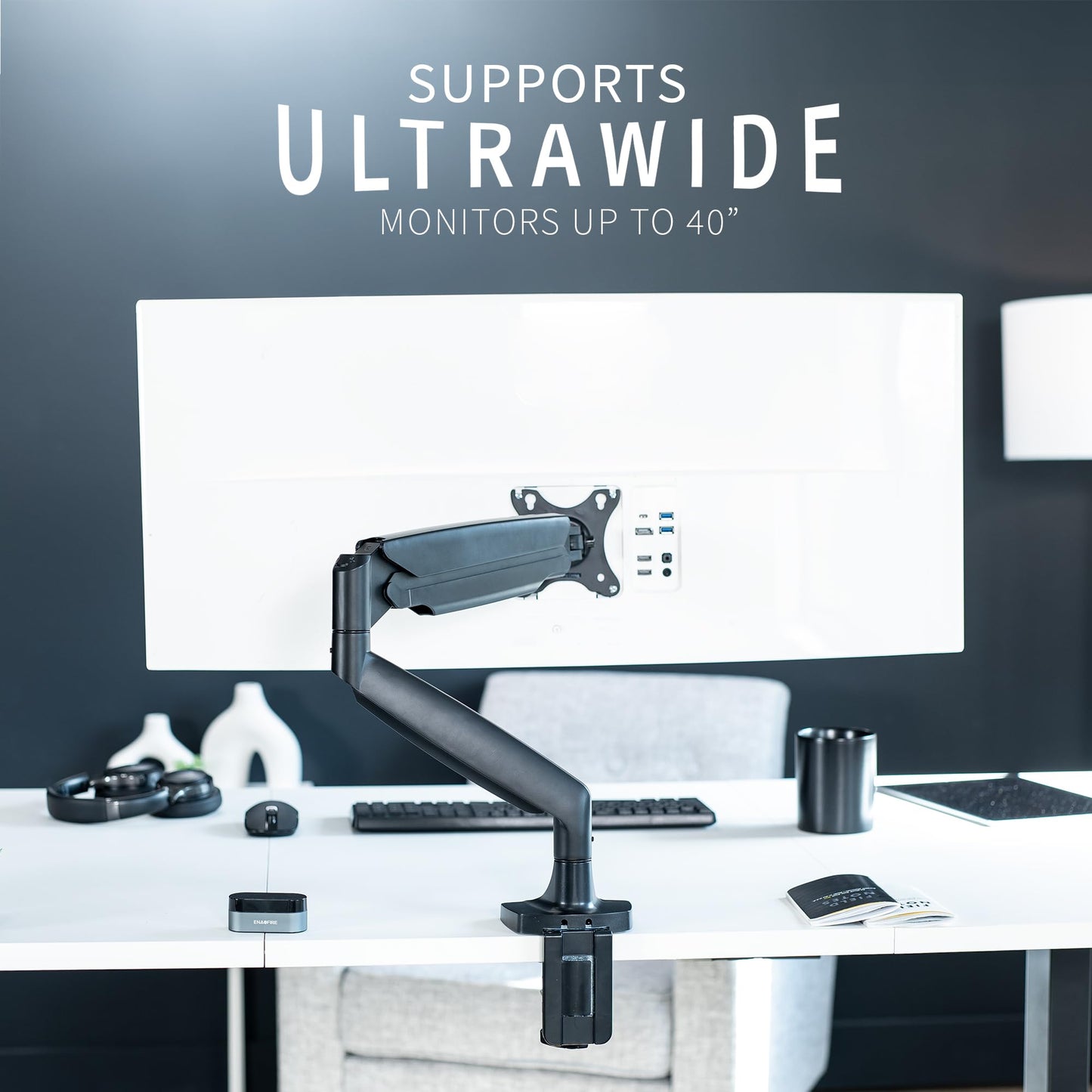 VIVO Premium Aluminum Heavy Duty Single Monitor Arm for Ultrawide Monitor up to 40 inches and 24 lbs, Desk Mount Stand, Pneumatic Height, Max VESA