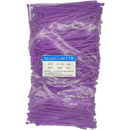 SYD 4 Inch length, 18lb Small size Self Locking Nylon Cable Zip Ties -1000 Piece (Purple)