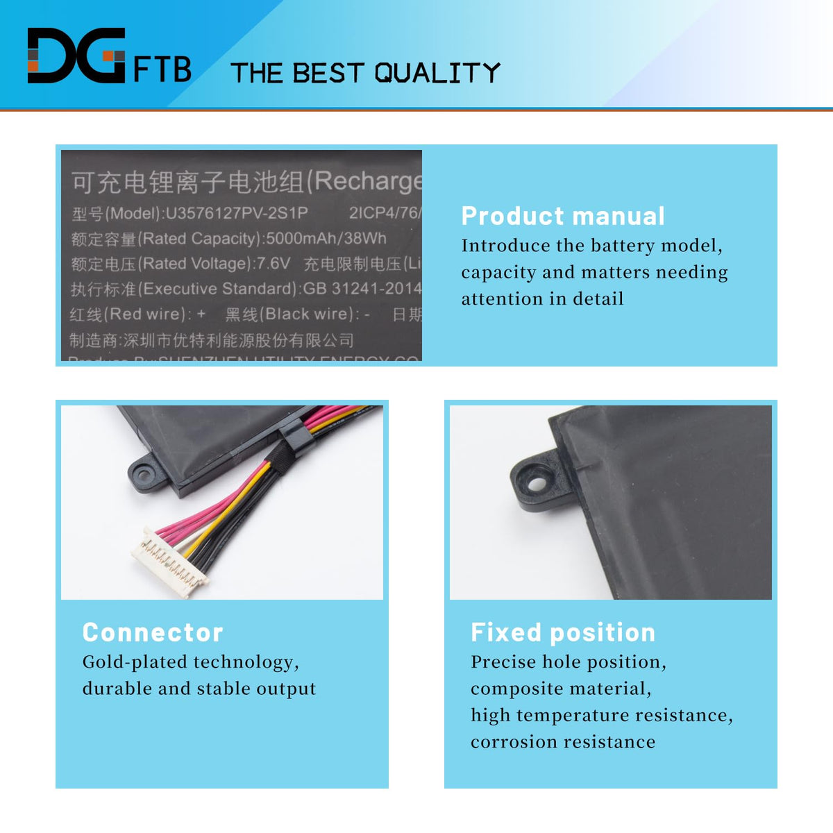 DGFTB U3576127 U3576127PV U3576127PV-2S1P Laptop Battery for Gateway GWTN156-11 GWTN156-11BK GWTN156-11BL GWTN156-11GN GWTN156-11RD RTDPART 5080270P