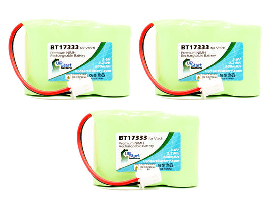 3X Pack - BT-17333 Battery for VTech CS5111, CS5121, CS5121-2, CS5111-2, CS5121-3, CS5211 Cordless Phones (600mAh, 3.6V, NI-MH)