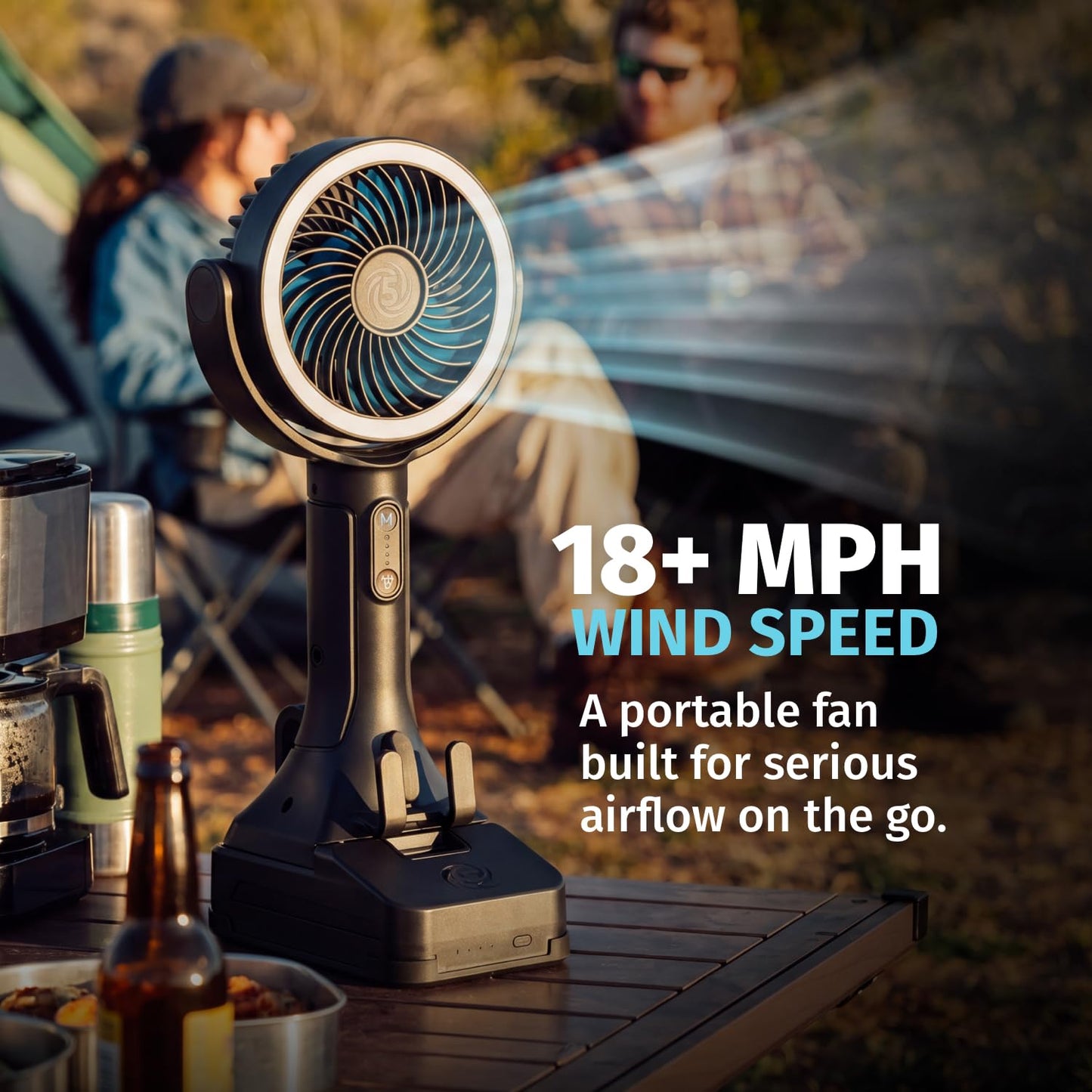 CANE5 Rechargeable Portable Fan, Built For Outdoors, Camping, Sports, Beach