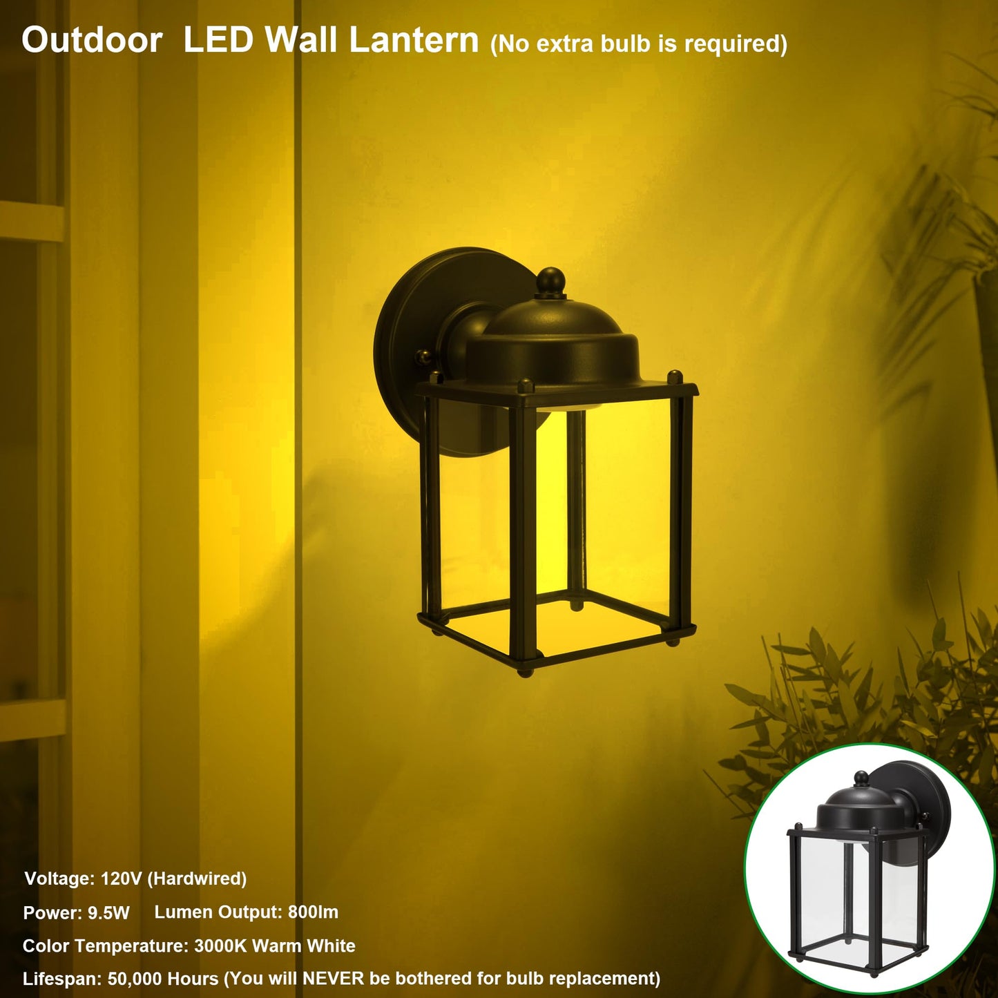 LIT-PaTH Outdoor LED Wall Lantern, Wall Sconce Porch Lighting Fixture, 3000K Warm White, 9.5W 800 Lumen, Aluminum Housing Plus Glass, Bronze Finish-2