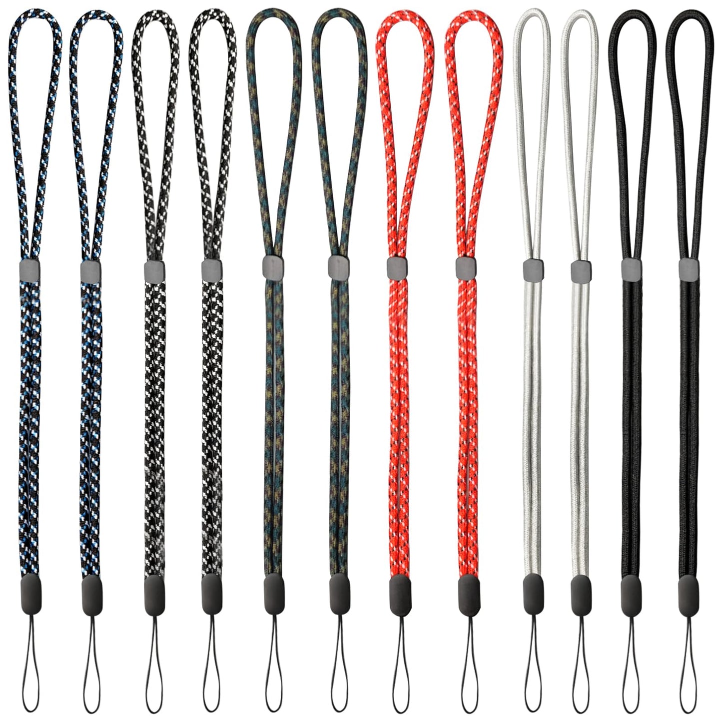 Brvlsoc Hand Wrist Strap Lanyard (12-Pack) - Adjustable Colorful Nylon Straps for Camera, Keys, Phone, USB Drive, Wallet, or ID Badge