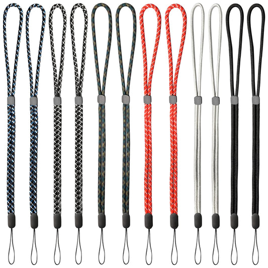 Brvlsoc Hand Wrist Strap Lanyard (12-Pack) - Adjustable Colorful Nylon Straps for Camera, Keys, Phone, USB Drive, Wallet, or ID Badge