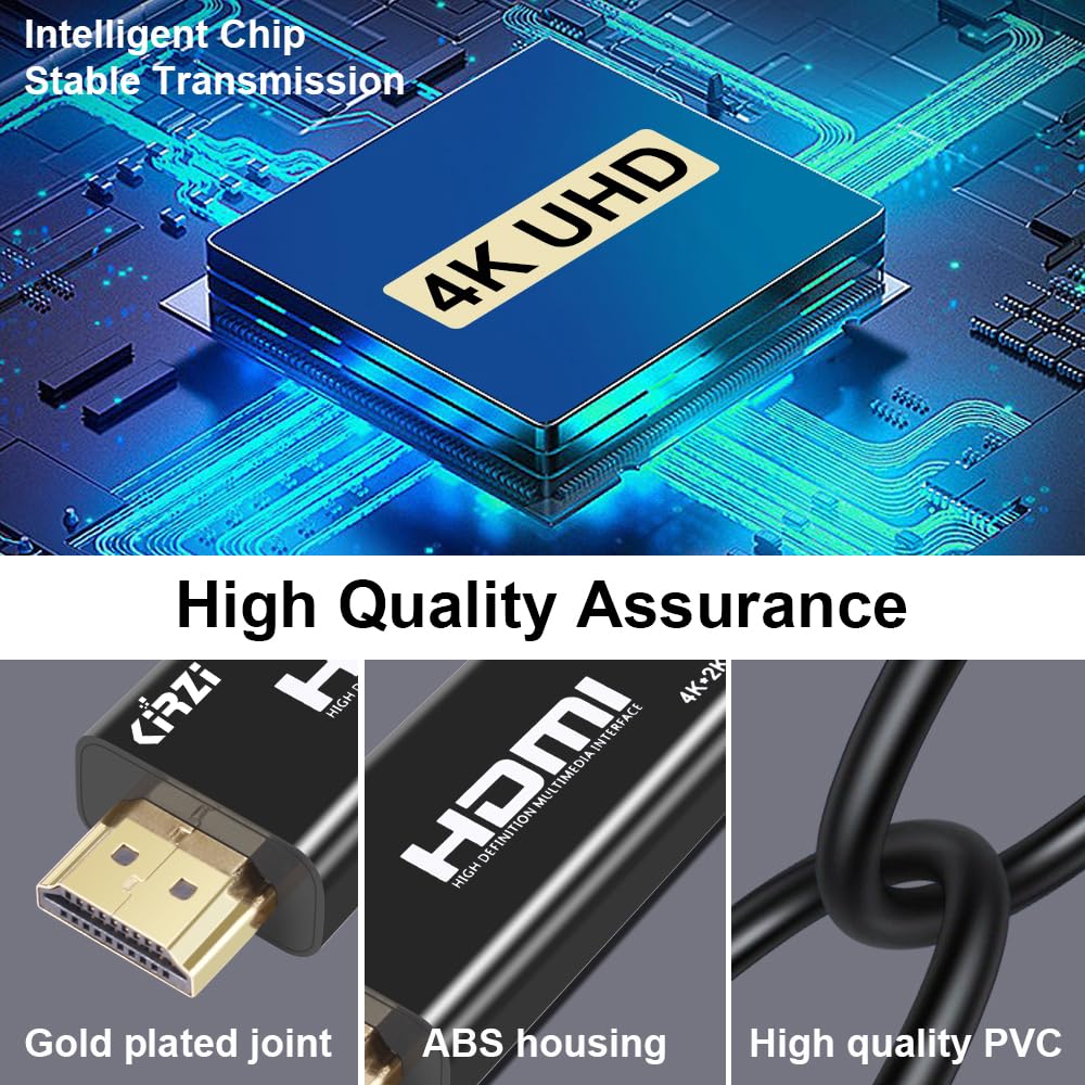 Kirzi USB C to HDMI Cable 25ft, [4K@60Hz, High-Speed] Type C to HDMI Cable， [Thunderbolt 3/4 ] Compatible with Chromebook, MacBook Pro/Air 2023, iPad