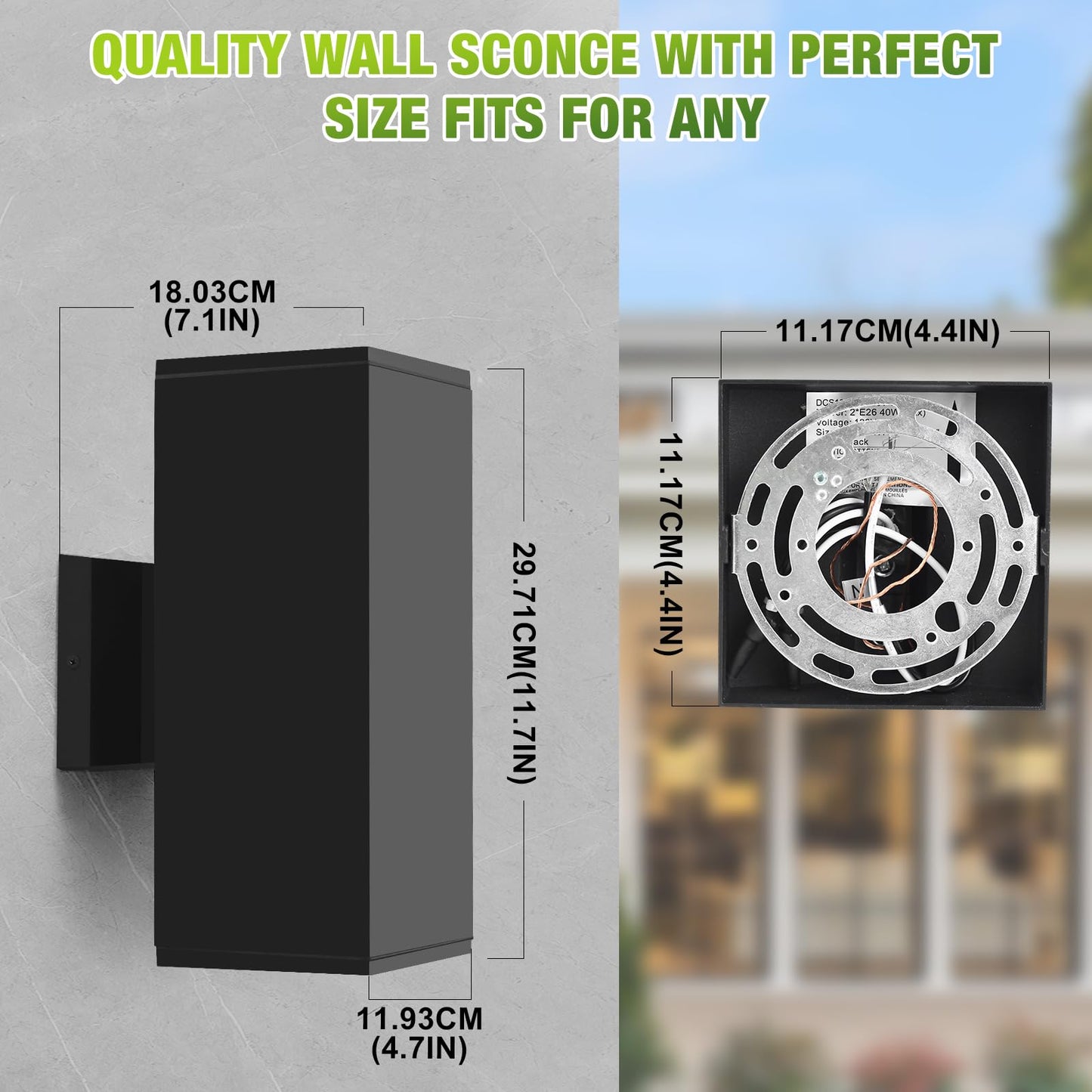 Outdoor Light Fixture Wall Mount, Exterior Lighting fixtures for Outside, Front Porch Lights, Waterproof Wall Sconce Lamp, Black Coach Lights