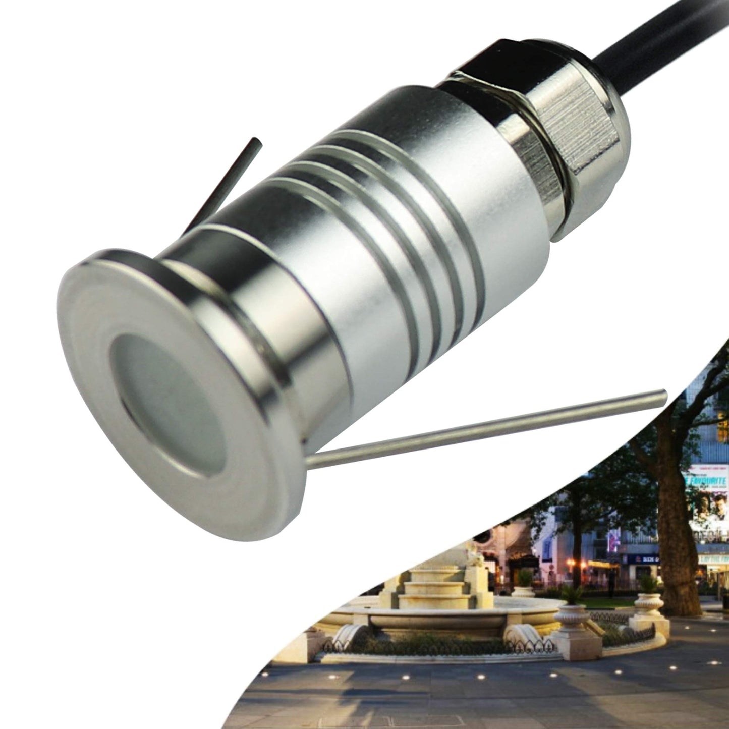 CNBRIGHTER LED Mini In-Ground Well Light-Finger Size,1W 12V DC,120° Wide Beam Angle,IP67 Waterproof,Recessed Marker Indicator Underground Outdoor