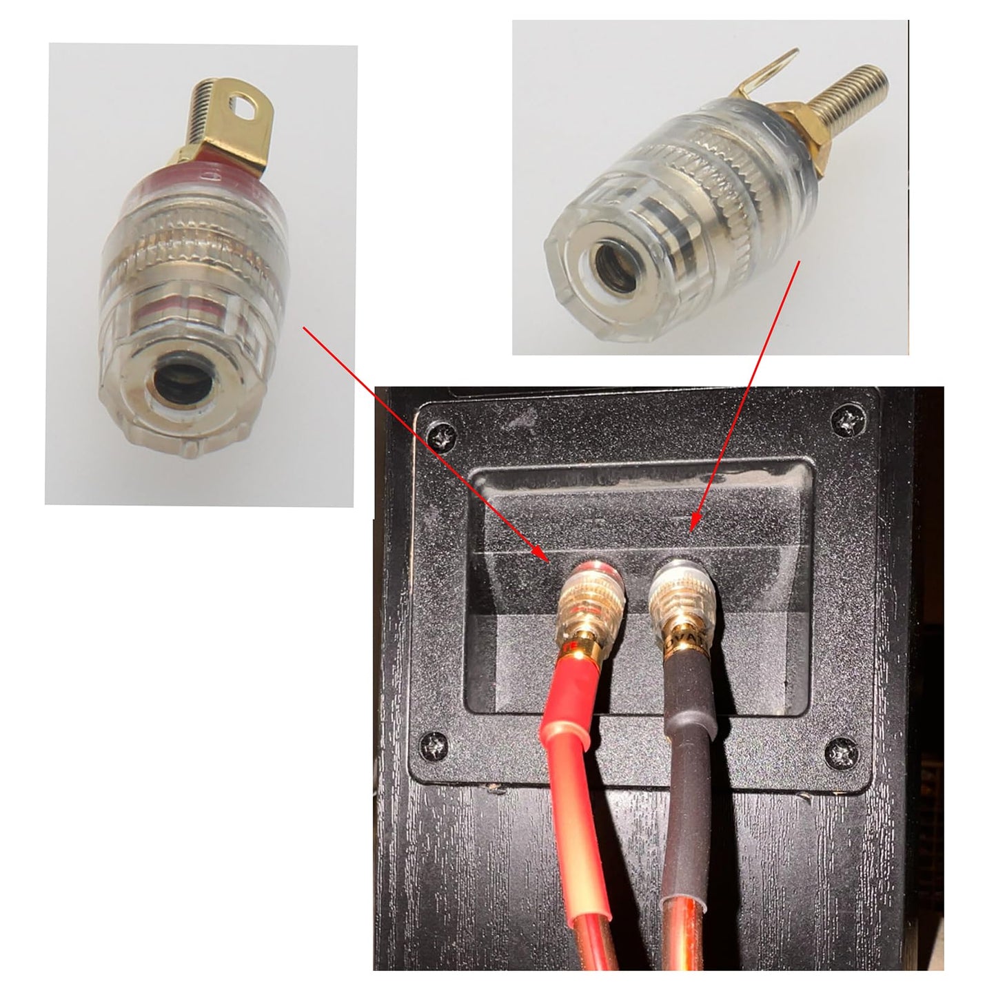 SYCZIOHU 2 Pair 4 mm Banana Plug Socket Amplifier Speaker Terminal Connector Crystal Gold Plate Binding Post for Amplifier Speaker (2 Red and 2 Black)