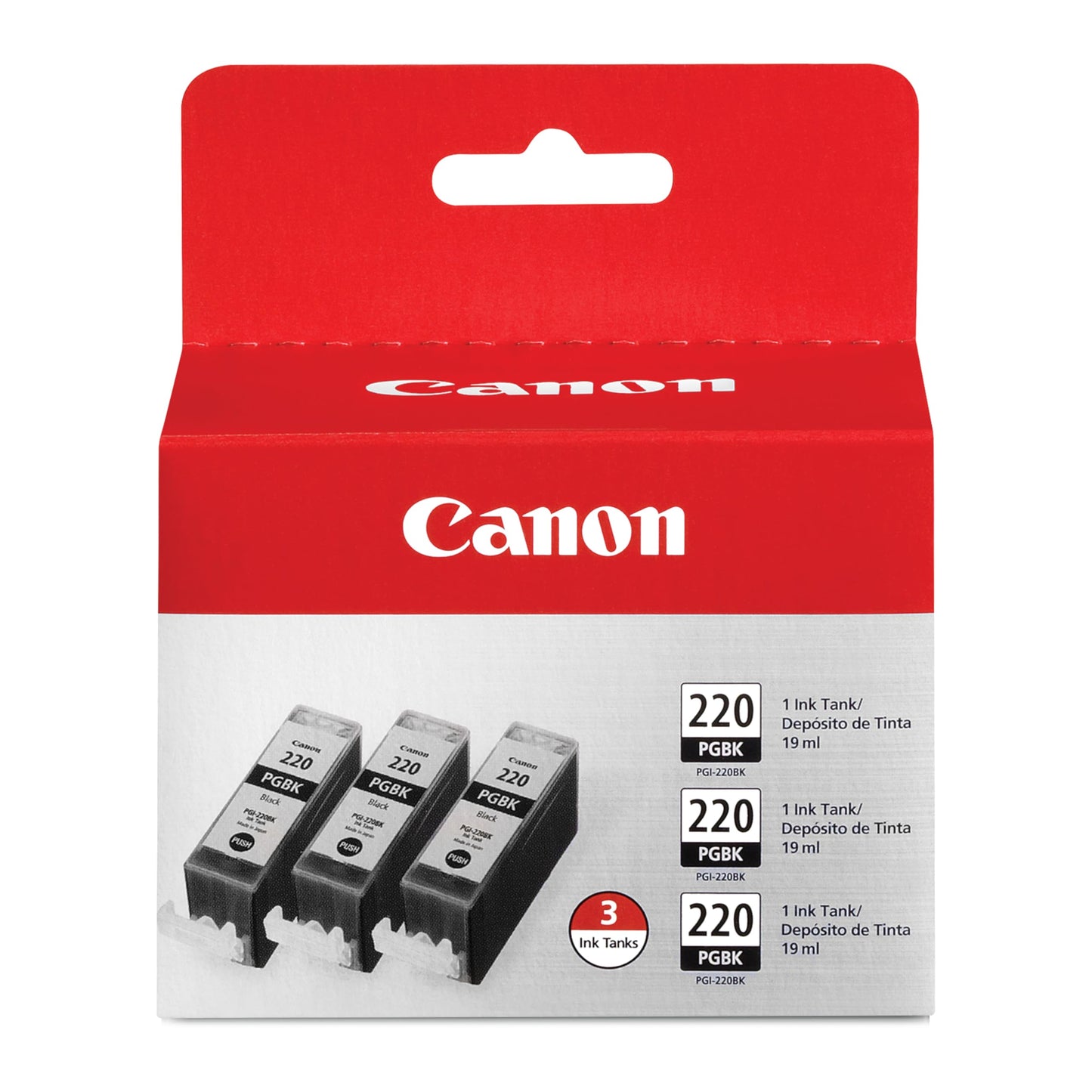 Canon PGI-220 Genuine Black Triple Pack, Compatible with MP980, MP560, MP620, MP640, MP990, MX860, MX870, iP4600, iP3600, and iP4700 Printers