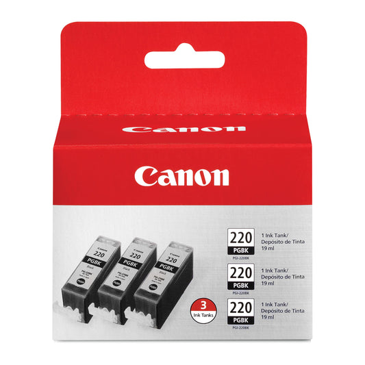 Canon PGI-220 Genuine Black Triple Pack, Compatible with MP980, MP560, MP620, MP640, MP990, MX860, MX870, iP4600, iP3600, and iP4700 Printers