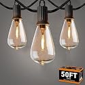 ZOTOYI Outdoor String Lights 50 FT, Waterproof IP65 Outside Light with 27 LED Plastic ST38 Edison Bulbs, Patio Hanging Lights for Backyard, Garden