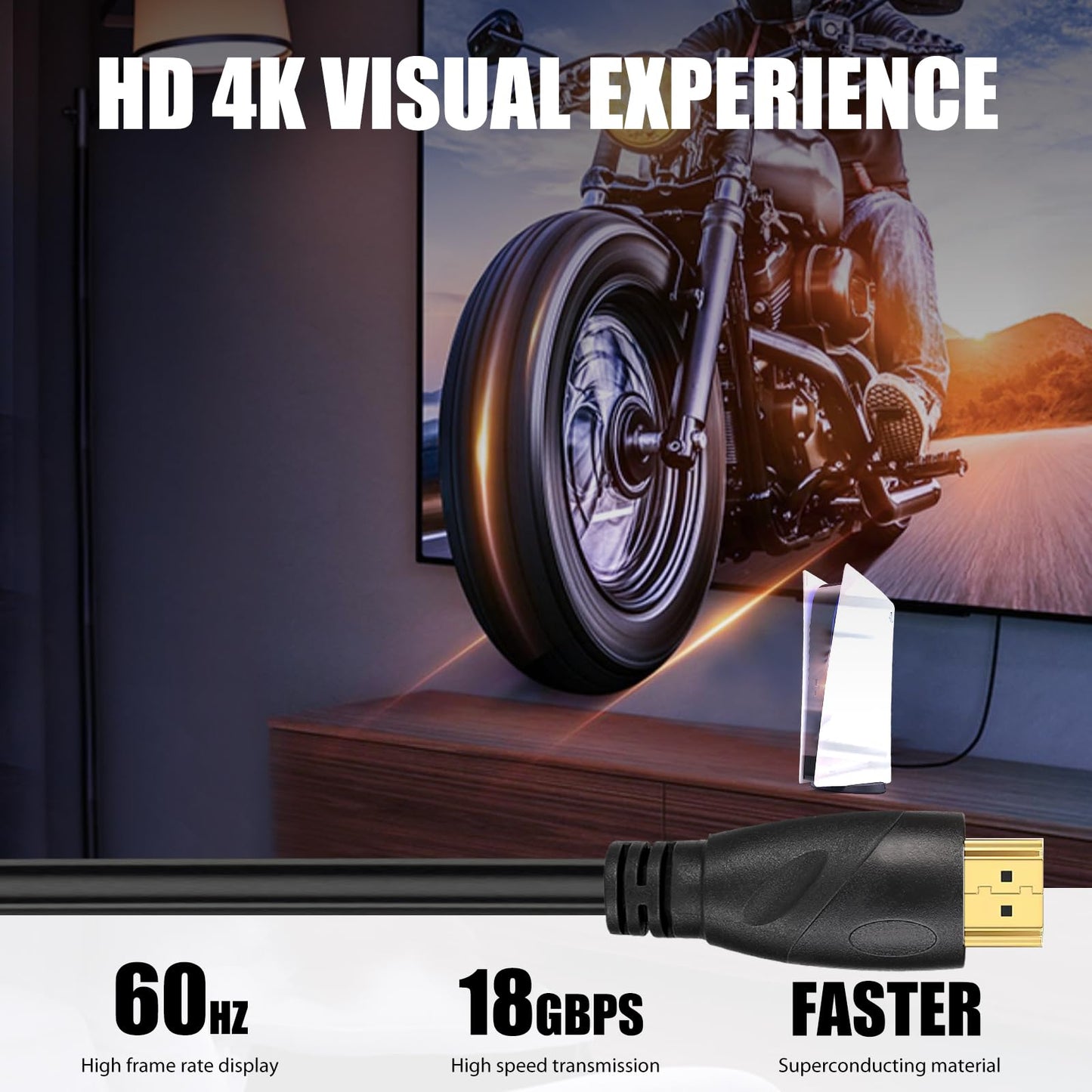 DAPRAINNO HDTV Cable 30FT High Speed HDTV Cables 4K 2K 1080P 18Gbps 26AWG HDR/ARC/HDCP 2.2 Compatible with Laptop Monitor PS5 Xbox Switch,Black