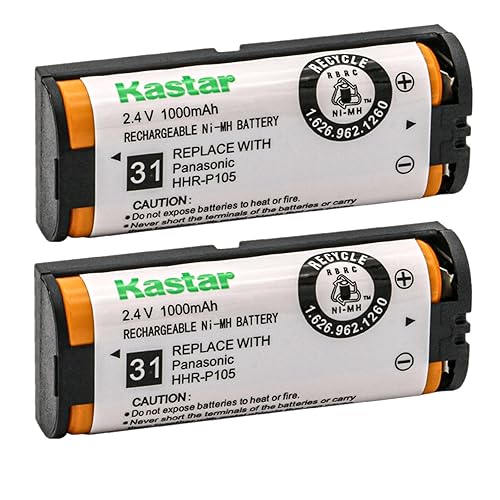 Kastar 2-Pack Battery Replacement for Panasonic KX-TGA571S KXTGA571S KX-TGA572 KXTGA572 KX-TGA573S KXTGA573S KX-TGA670 KXTGA670 KX-TGA670B KXTGA670B
