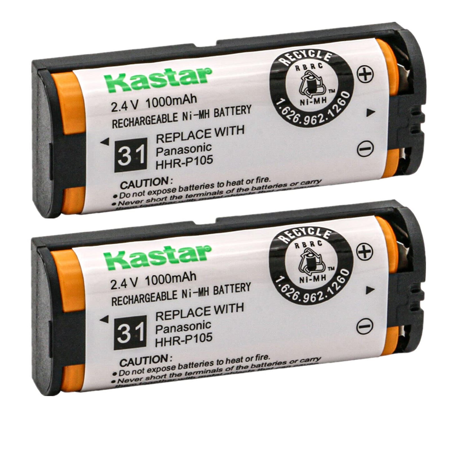 Kastar 2-Pack Battery Replacement for Panasonic KX-TGA571S KXTGA571S KX-TGA572 KXTGA572 KX-TGA573S KXTGA573S KX-TGA670 KXTGA670 KX-TGA670B KXTGA670B