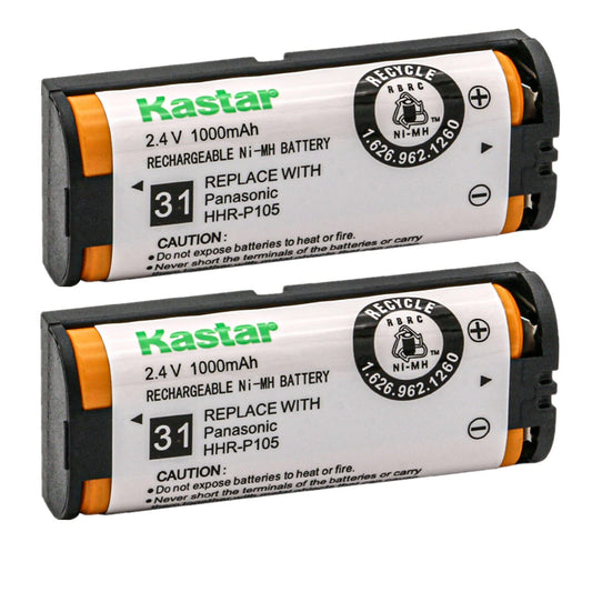 Kastar 2-Pack Battery Replacement for Panasonic KX-TGA571S KXTGA571S KX-TGA572 KXTGA572 KX-TGA573S KXTGA573S KX-TGA670 KXTGA670 KX-TGA670B KXTGA670B