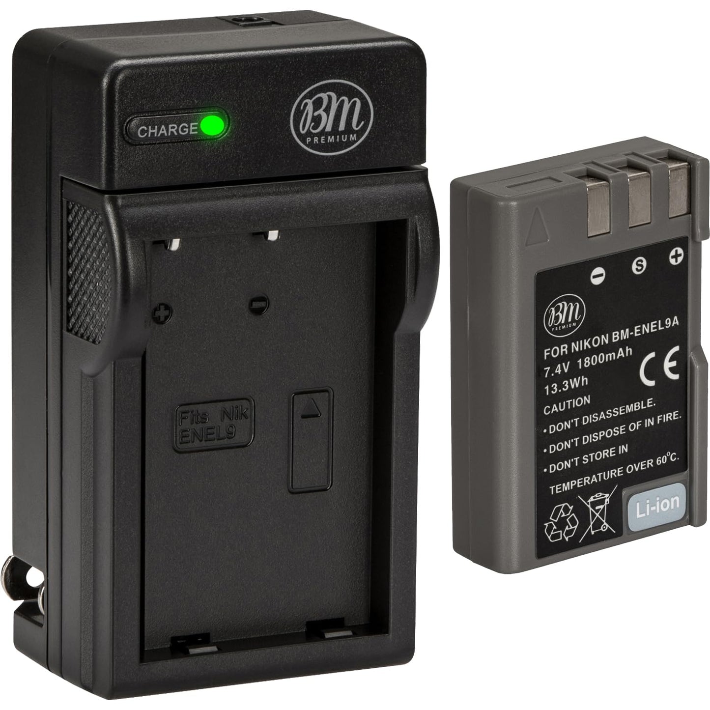 BM Premium EN-EL9, EN-EL9A Battery and Charger for Nikon Nikon D5000, D3000, D60, D40x & D40 Digital SLR Camera