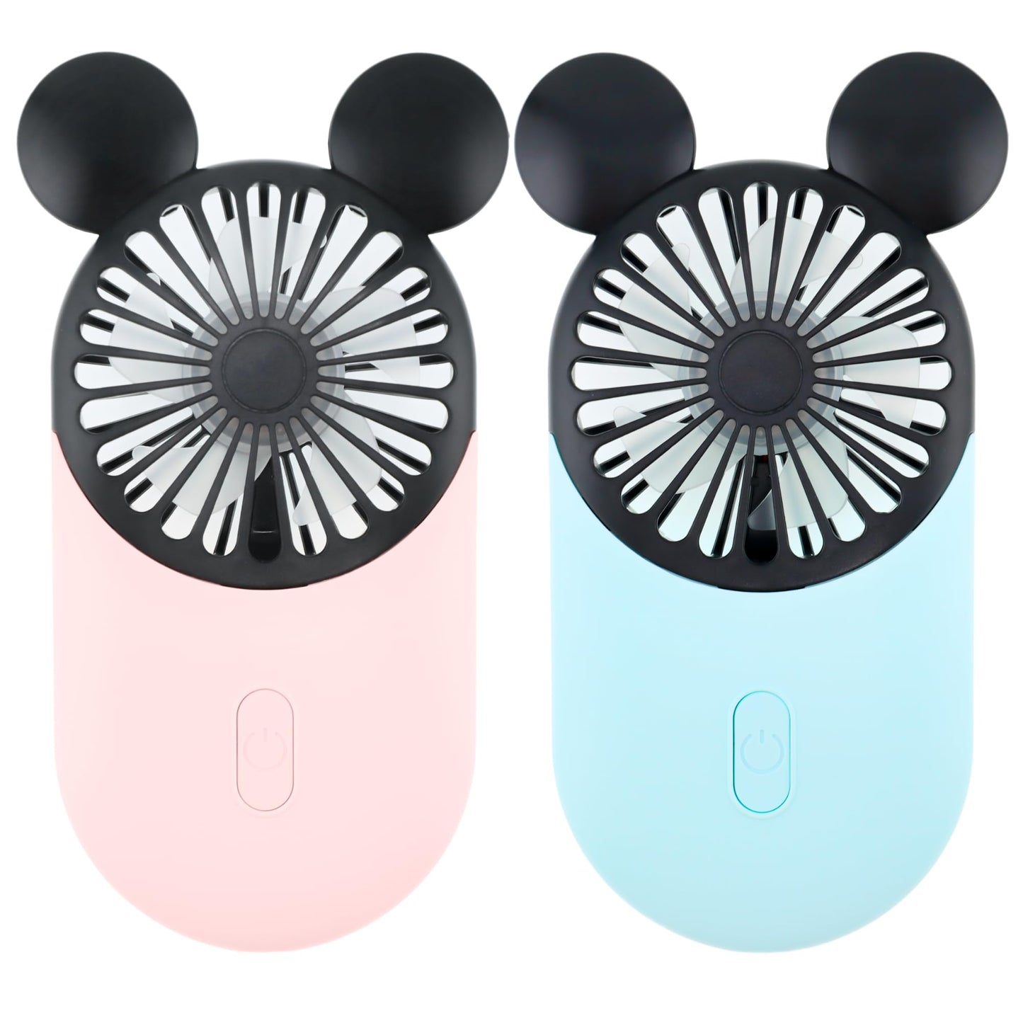 Kbinter Cute Mouse Handheld Fan, Rechargeable USB Mini Fan(Pink+Blue)