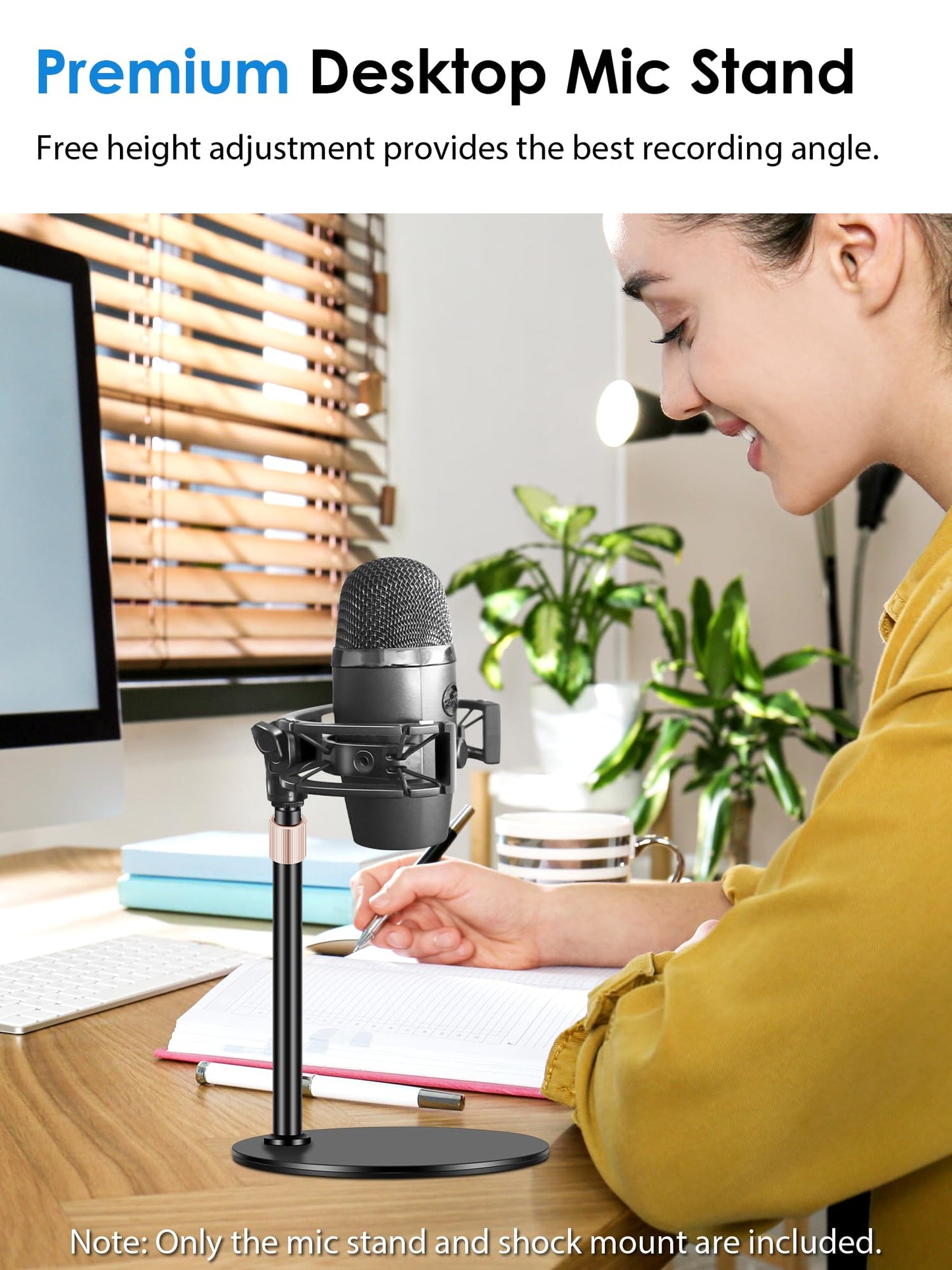 Microphone Stand with Shock Mount, [Custom Built for Yeti Nano Mic] Anti-Vibration Suspension Shock Mount Holder Clip Compatible with Blue Yeti Nano