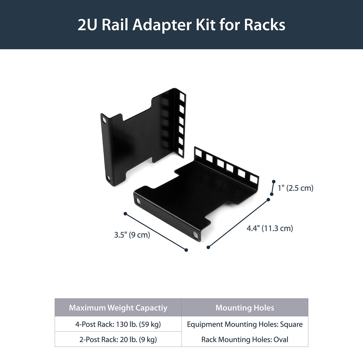 StarTech 2U Server Rack Depth Extender Kit, 4in, 130lb, TAA (RDA2U)
