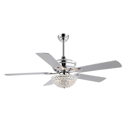 JONATHAN Y Cammy 3-Light 52" Ceiling Fan with Remote, Chrome