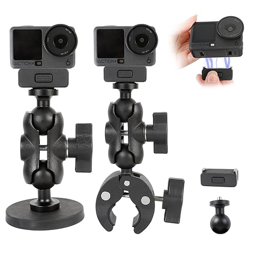 PellKing Handlebar Clamp Car Mangnetic Mount for DJI Osmo Action 6/Nano,Quick Release Mangetic Mount 66mm Magnetic with 360 Degree Rotation,Ball Head