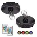 LUXSWAY Battery Operated LED Spot Lights Indoor,Wireless Accent Lights with Dimmable,12 Color Changing Puck Light with Remote,Closet Lights