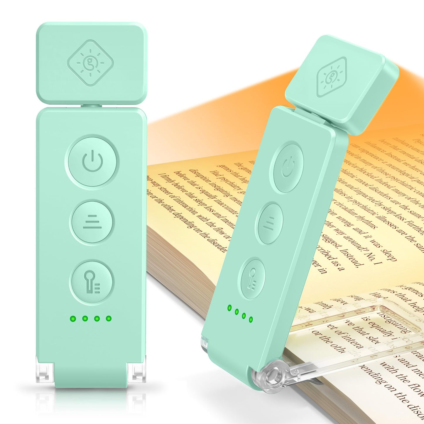 Glocusent 12 LED Rechargeable Book Light, Clip-on Reading Light with 5 Colors & 5 Brightness Levels, Up to 100Hrs Runtime, Eye-Caring Reading Lights