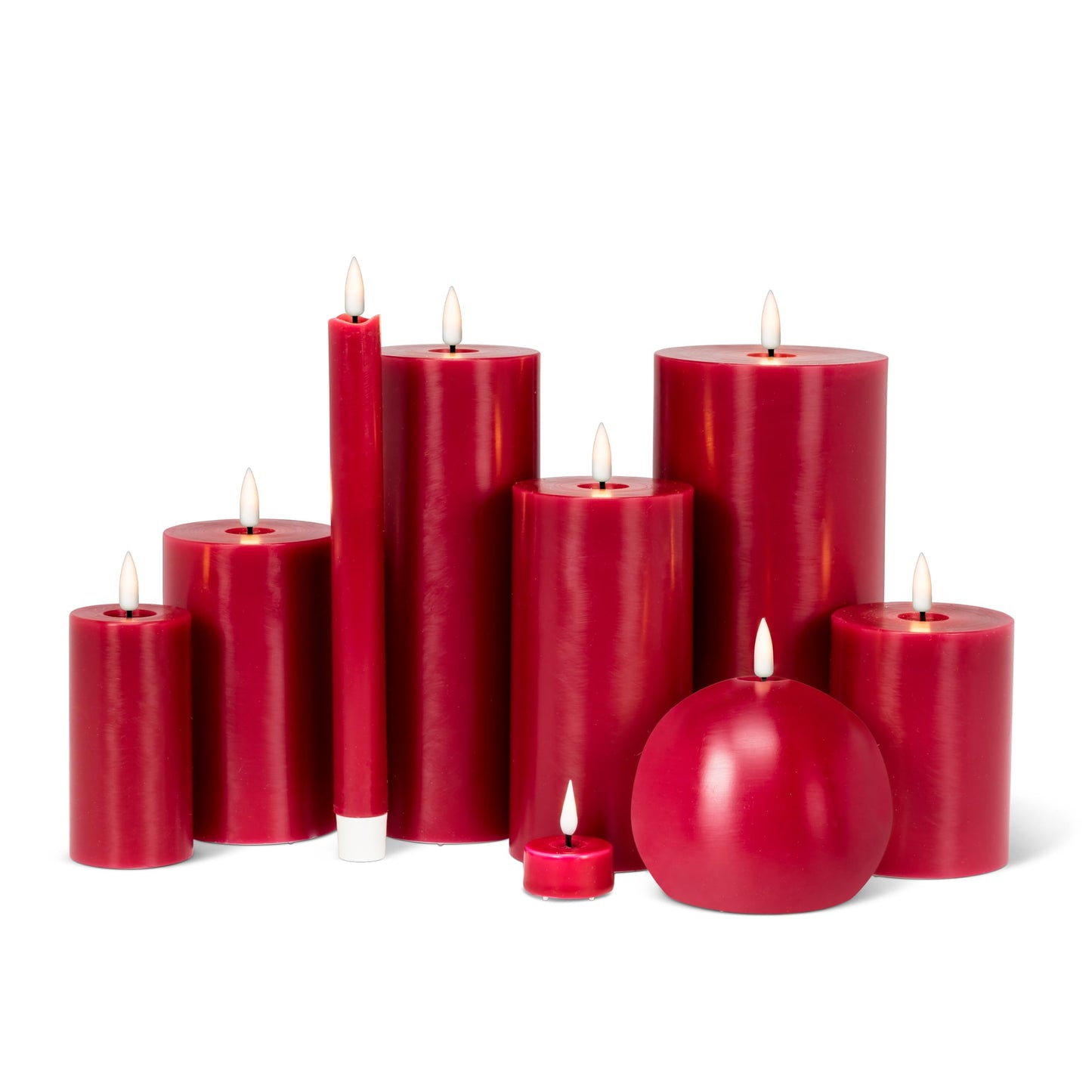 Abbott Collection Wax LED Flameless Ball Candle - Red