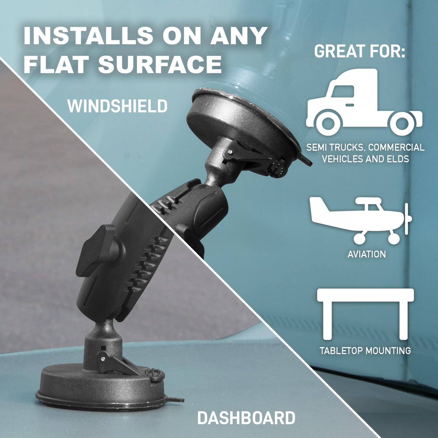 iBOLT TabDock BizMount Heavy Duty Tablet Mount with Suction Cup Base - Universal 7"-10" Holder for Trucks, Vans, SUVs, Aviation & Work Vehicles