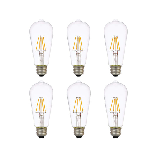 Sylvania LED TruWave Natural Series ST19 Edison Light Bulb, 60W Equivalent Efficient 7W, Dimmable, Clear, 2700K, Soft White - 6 Pack (40908)