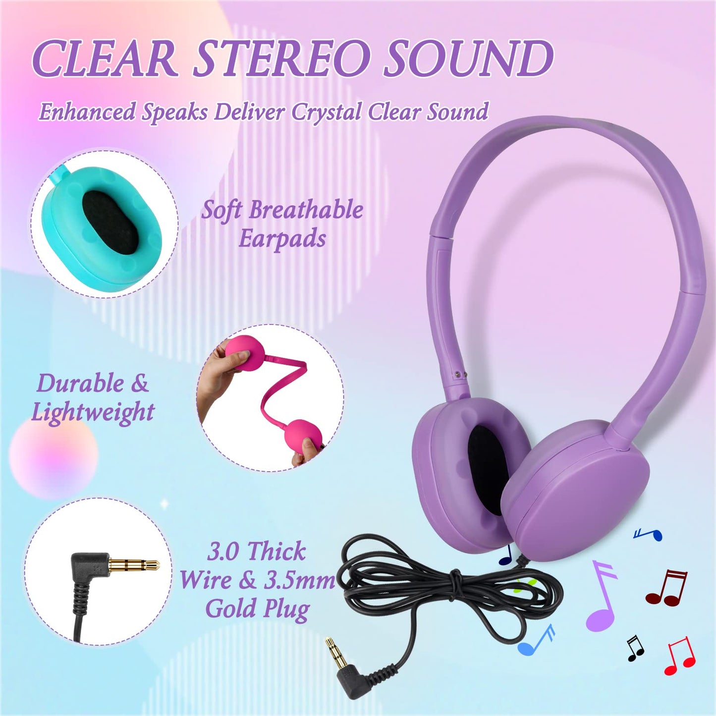 OSSZIT Classroom Kids Headphones Bulk 30 Pack Class Set of Headphones for Students Children Boys Girls Teen Adult,Group Learning, Computer Lab