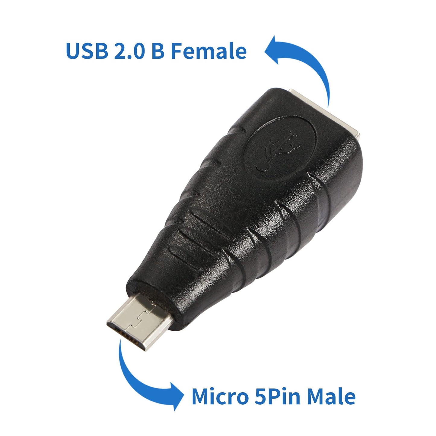 QIANRENON 2pcs Micro USB 2.0 B Male to USB 2.0 Type B Female Adapter Rechargeable Suitable for Printers,Scanners,Faxes with USB B Interface