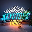 sookallor Light Beer Wordmark Neon Sign 16.1x10.9 Inch Blue White Yellow LED Dimmable 5V USB Powered Wall Decor for Man Cave Bar Garage