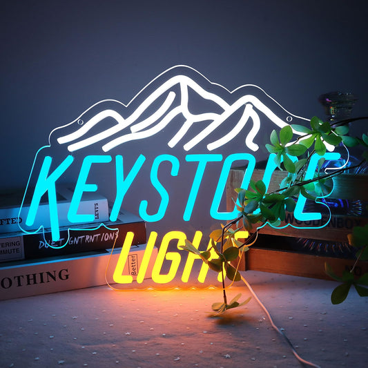 sookallor Light Beer Wordmark Neon Sign 16.1x10.9 Inch Blue White Yellow LED Dimmable 5V USB Powered Wall Decor for Man Cave Bar Garage