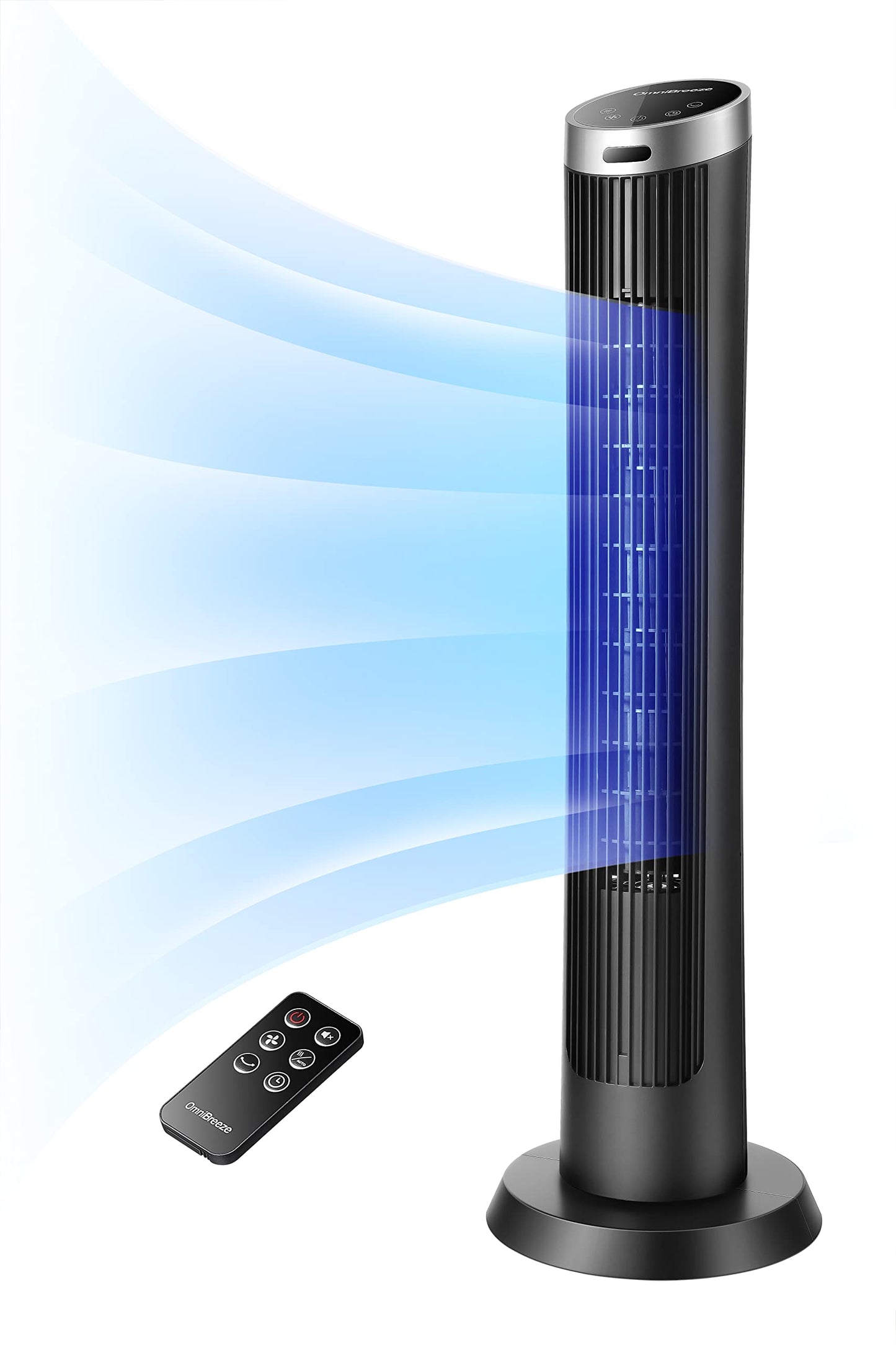 OmniBreeze Digital Electric Tower Fan, with Remote Control, LED Display, Standing Bladeless Floor Fans Cooling and Quite Indoor Living Room Bedroom