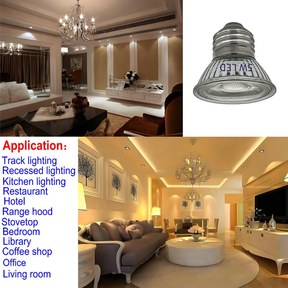 Full Glass PAR16 LED Spotlight Bulbs Dimmable 5W(50W Equivalent),Short Neck HR16/PAR16 Flood Light,Warm White 3000K,Narrow Beam Angle Track