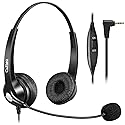 2.5mm Phone Headset with Microphone Noise Cancelling & Volume Controls, Office Telephone Headphone Compatible with Panasonic AT&T VTech RCA Cisco SPA