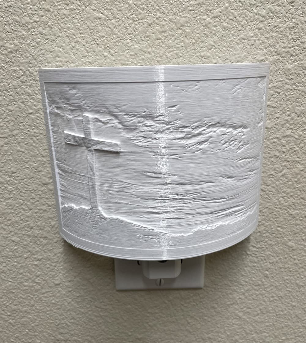 Terrain Genesis Christian Jesus Lithophane Warm White Night Light | Plug in Dimmable LED Nite Lite Lamp with Dusk to Dawn Sensor (Jesus Cross)