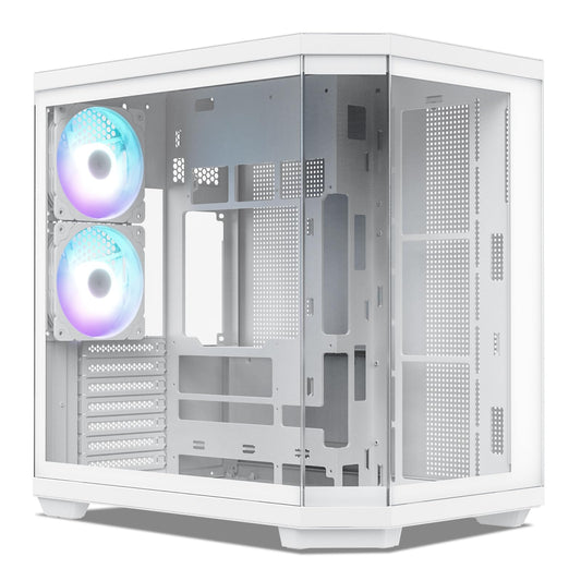 Vetroo CT3 ATX Mid-Tower Gaming Computer PC Case, Dual Chamber Panoramic Tempered Glass, Supports 360mm Radiator & 11 Fans, Up to 410mm GPU, Type-C