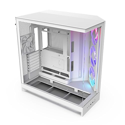 NZXT H9 Flow RGB (2025) - Large Dual-Chamber ATX Mid-Tower Airflow PC Case - Includes 1 x 420mm RGB Fan Unit & 1 x 120mm Fan - 420mm Radiator Support