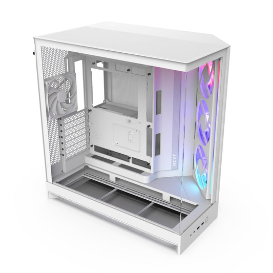 NZXT H9 Flow RGB (2025) - Large Dual-Chamber ATX Mid-Tower Airflow PC Case - Includes 1 x 420mm RGB Fan Unit & 1 x 120mm Fan - 420mm Radiator Support