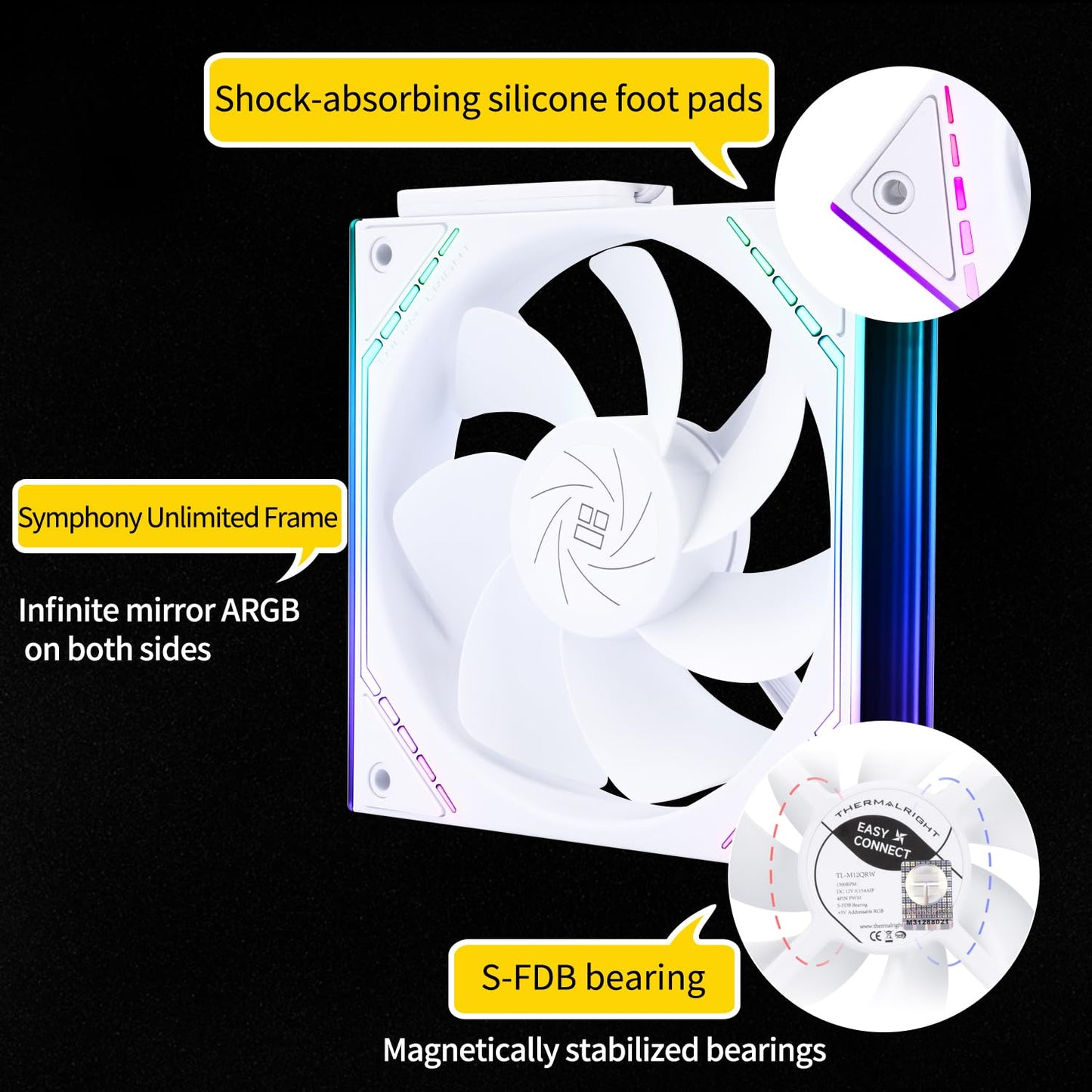 Thermalright TL-M12QRW X3 Case Fan-120mm Quiet,Wireless Splicing Building Block CPU Fan Reverse,Infinity Mirror ARGB Lighting Effects,New Power Chip