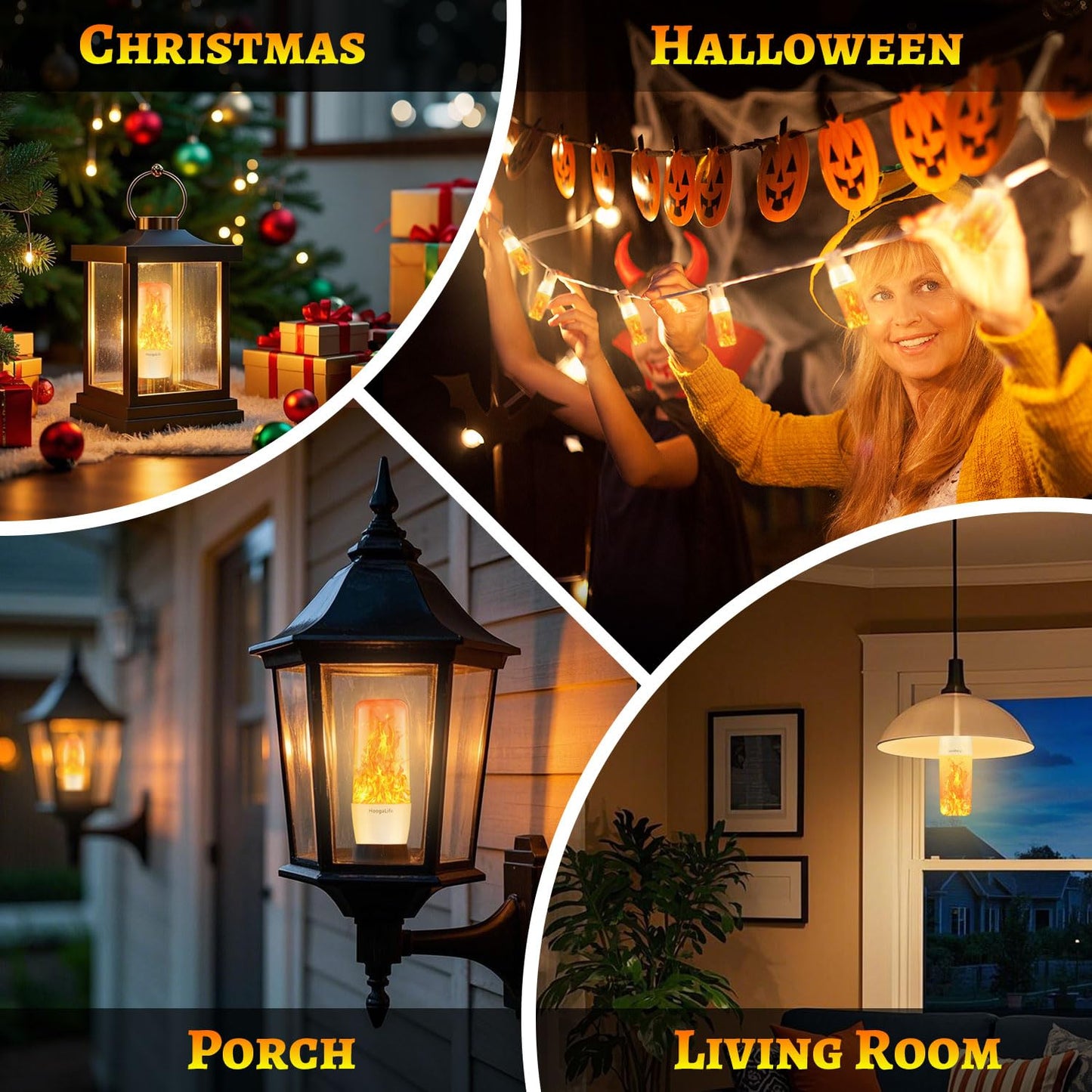 HoogaLife Flame Light Bulbs, E26 Led Light Bulb with Effect of Real Candle Fire Light, 4w Flame Bulb with Upside Down Effect, for Christmas Halloween
