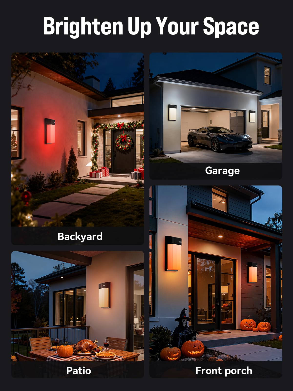 OIYN Outdoor Wall Light, Smart RGBICWW Porch Lights Outdoor, 1500LM Modern Wall Sconce with 30+ Scene Modes, Retome & APP Control, IP65 Waterproof